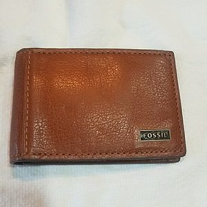 Fossil Mens Leather Wallet w/ Money Clip